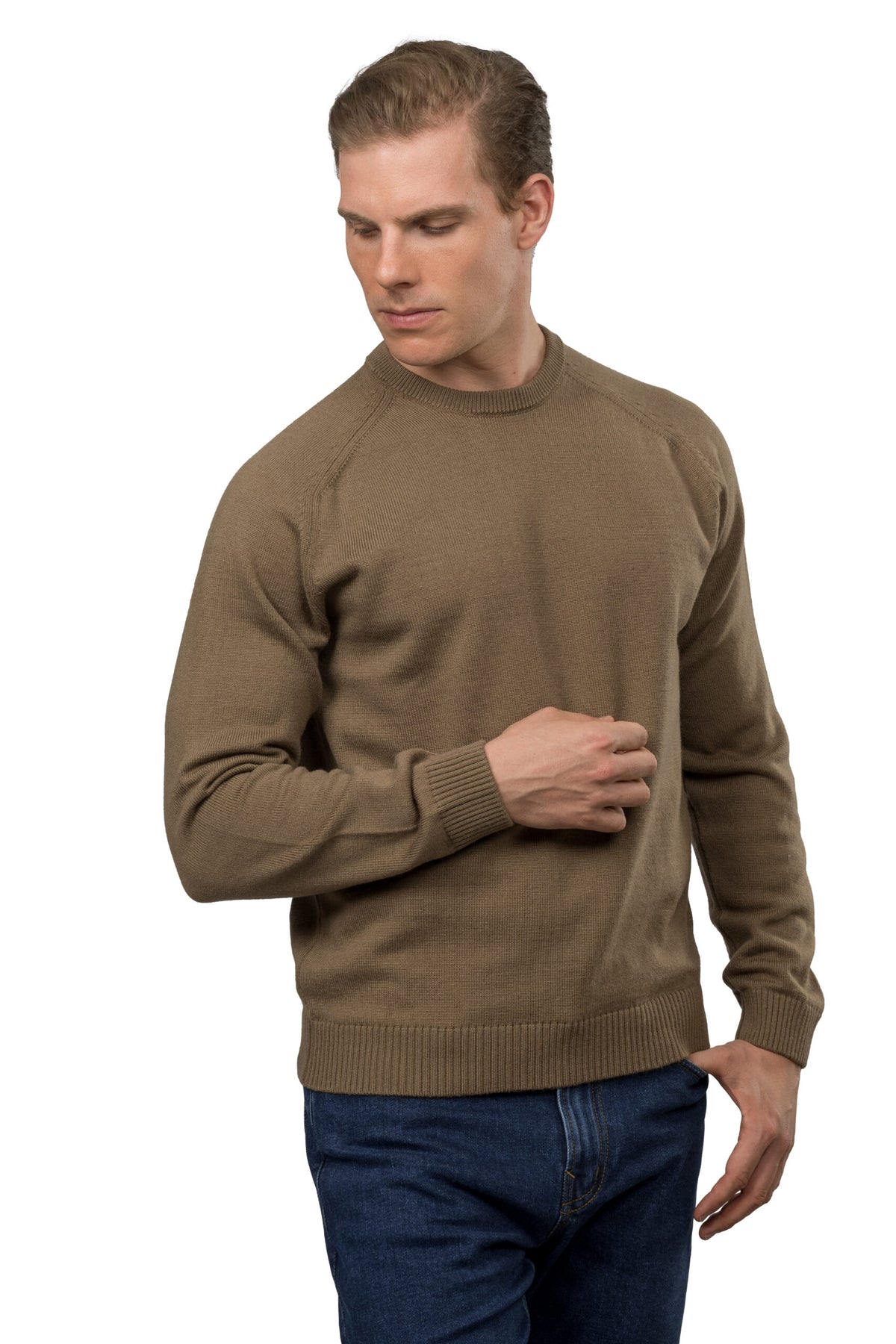 Solid Wool Pullover – Brown