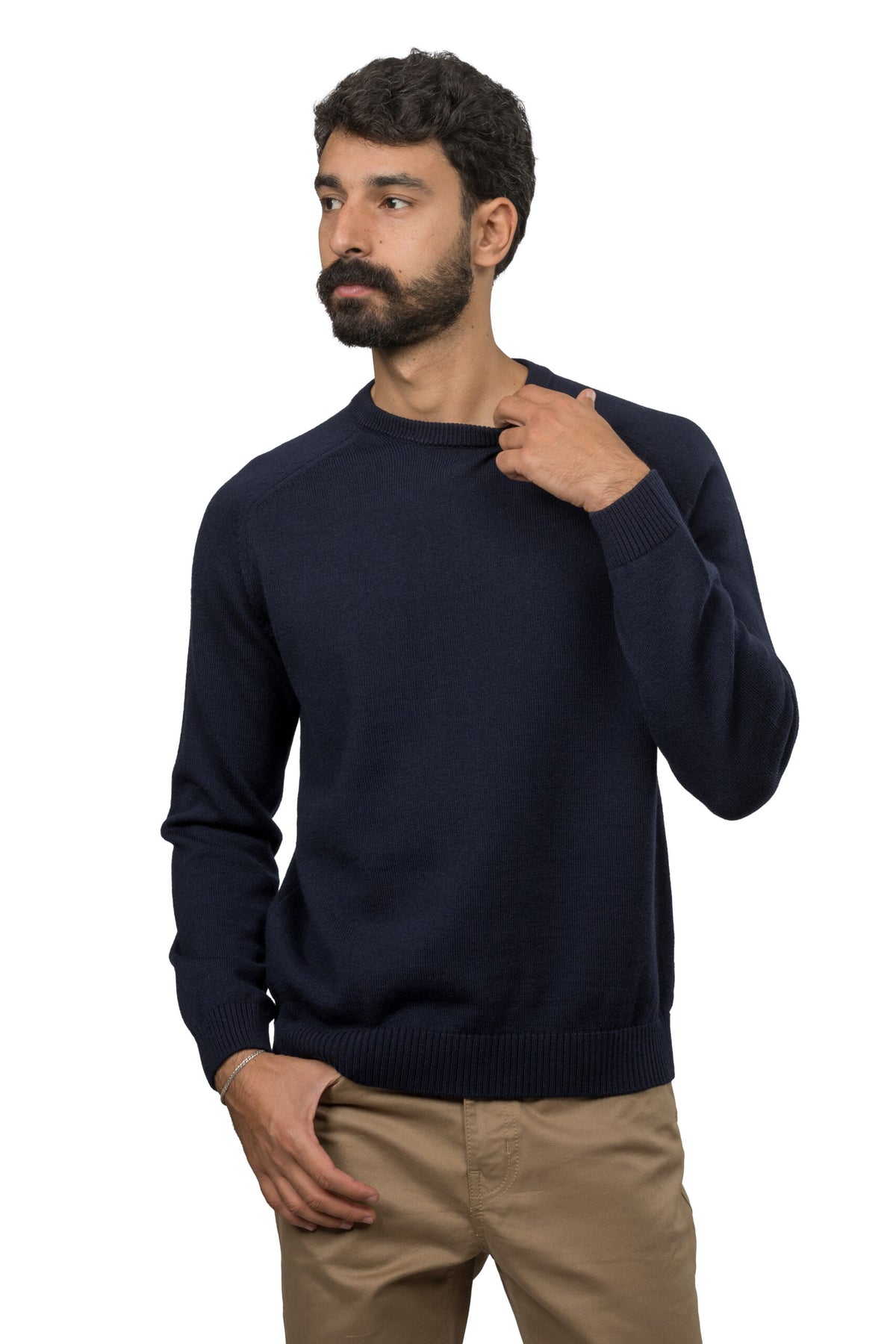 Solid Wool Pullover – Navy