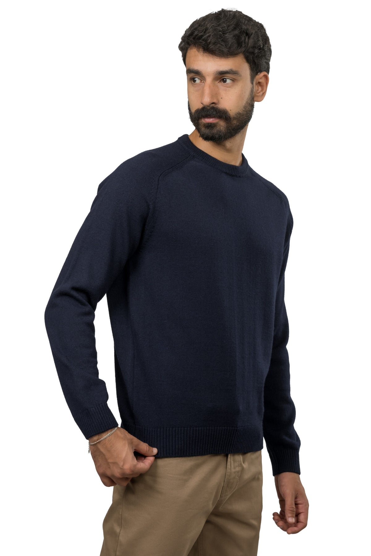 Solid Wool Pullover – Navy