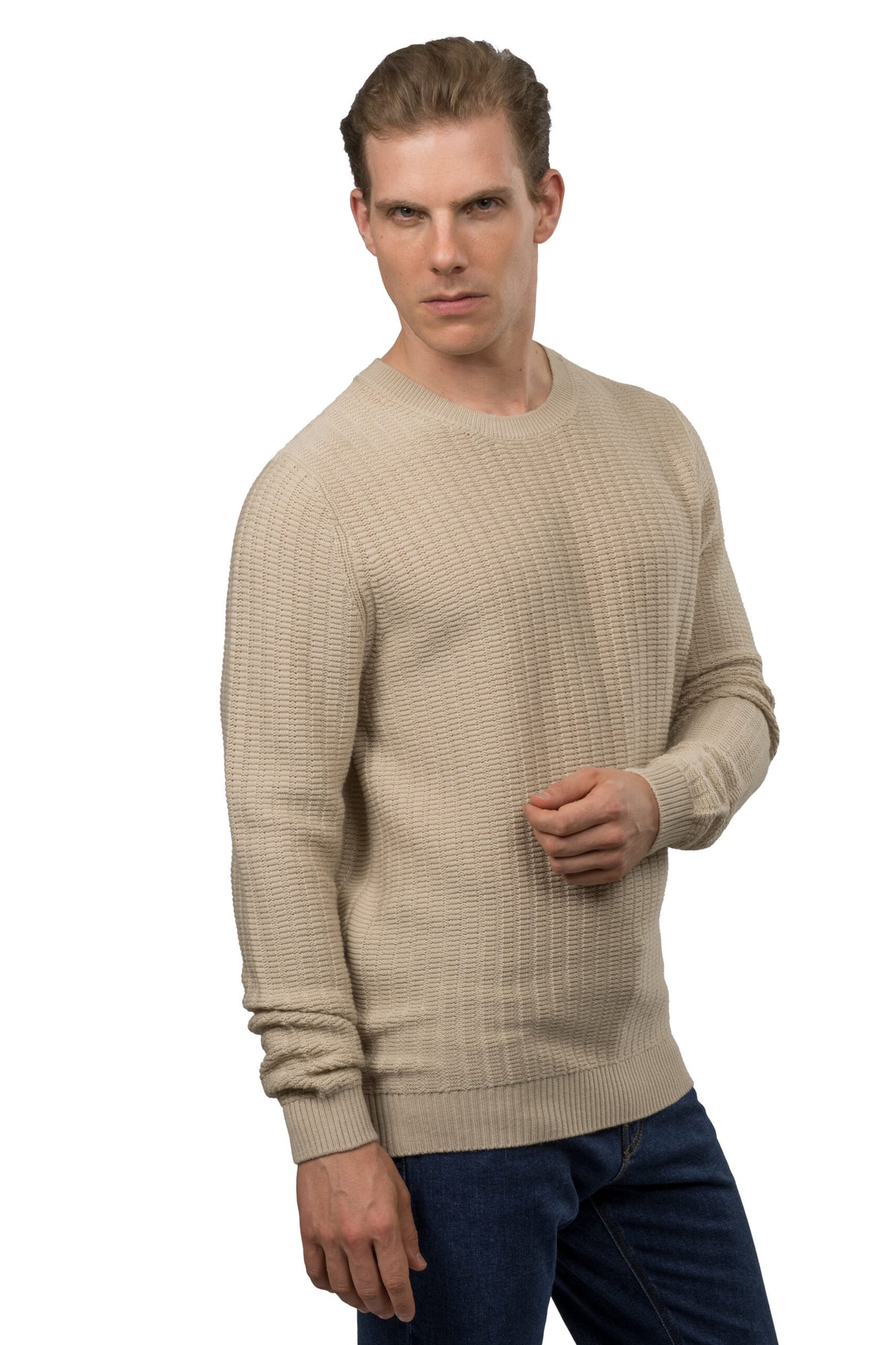 Solid Knit Pullover – Beige