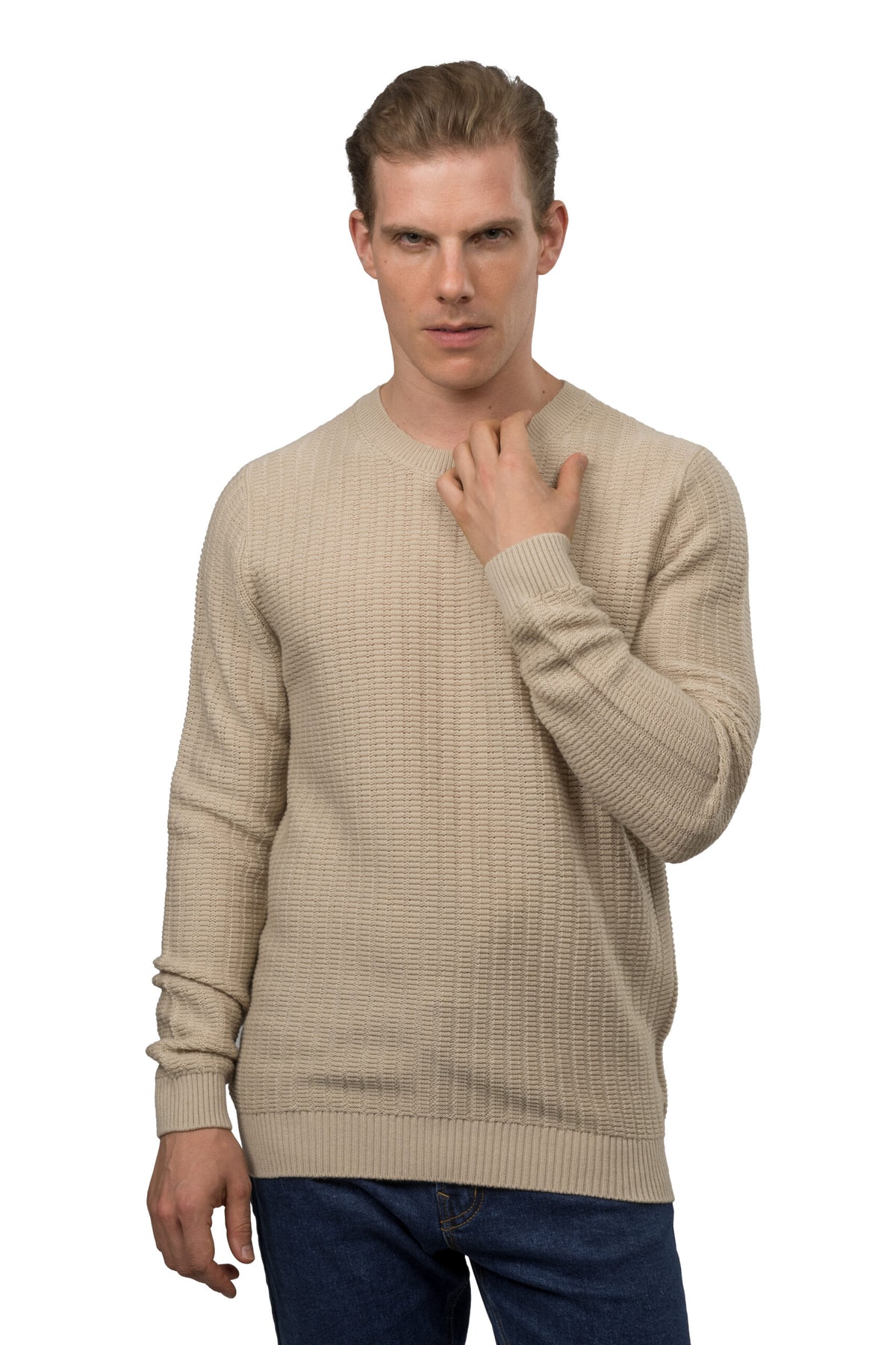 Solid Knit Pullover – Beige