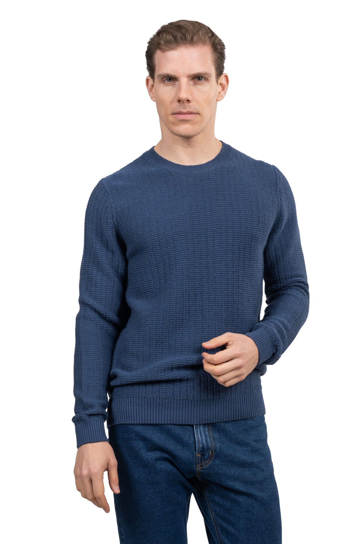 Solid Knit Pullover – Blue
