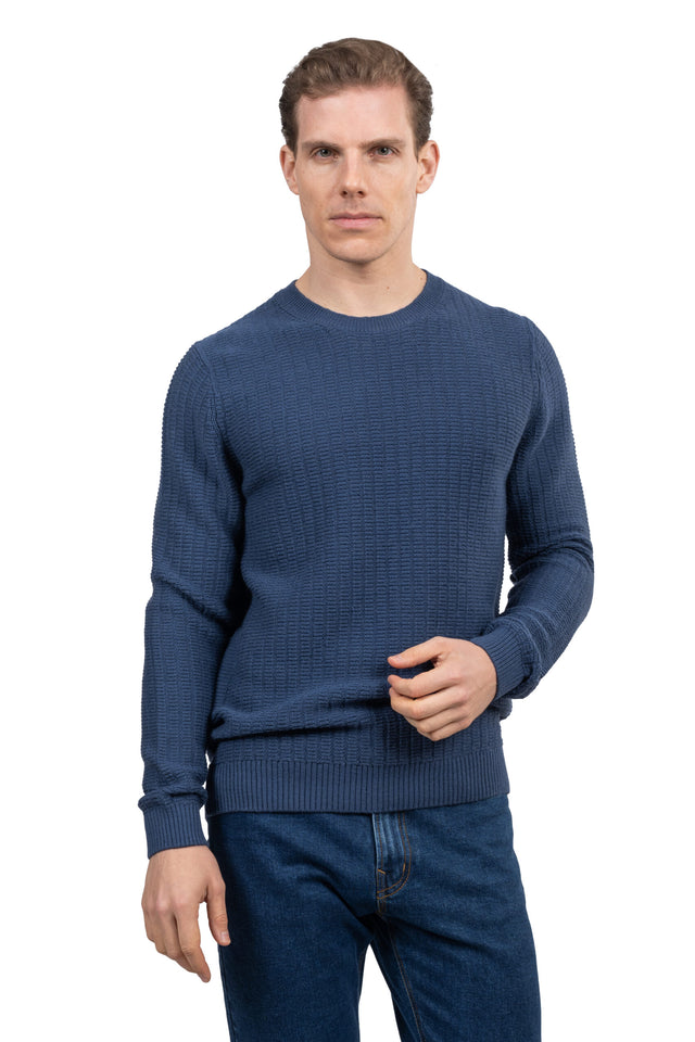 Solid Knit Pullover – Blue