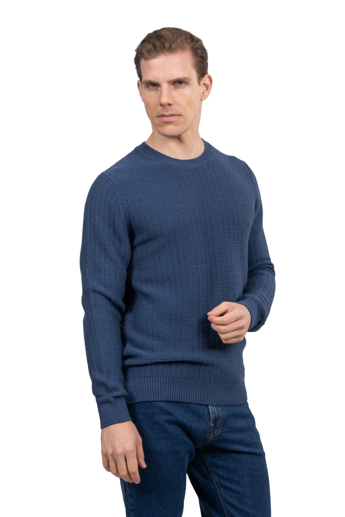 Solid Knit Pullover – Blue