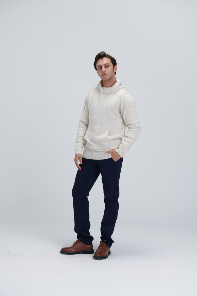 Solid Knitted Hoodie – Offwhite