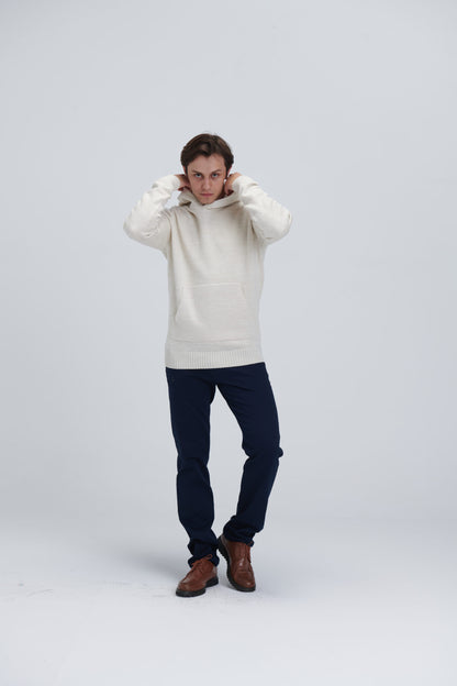 Solid Knitted Hoodie – Offwhite