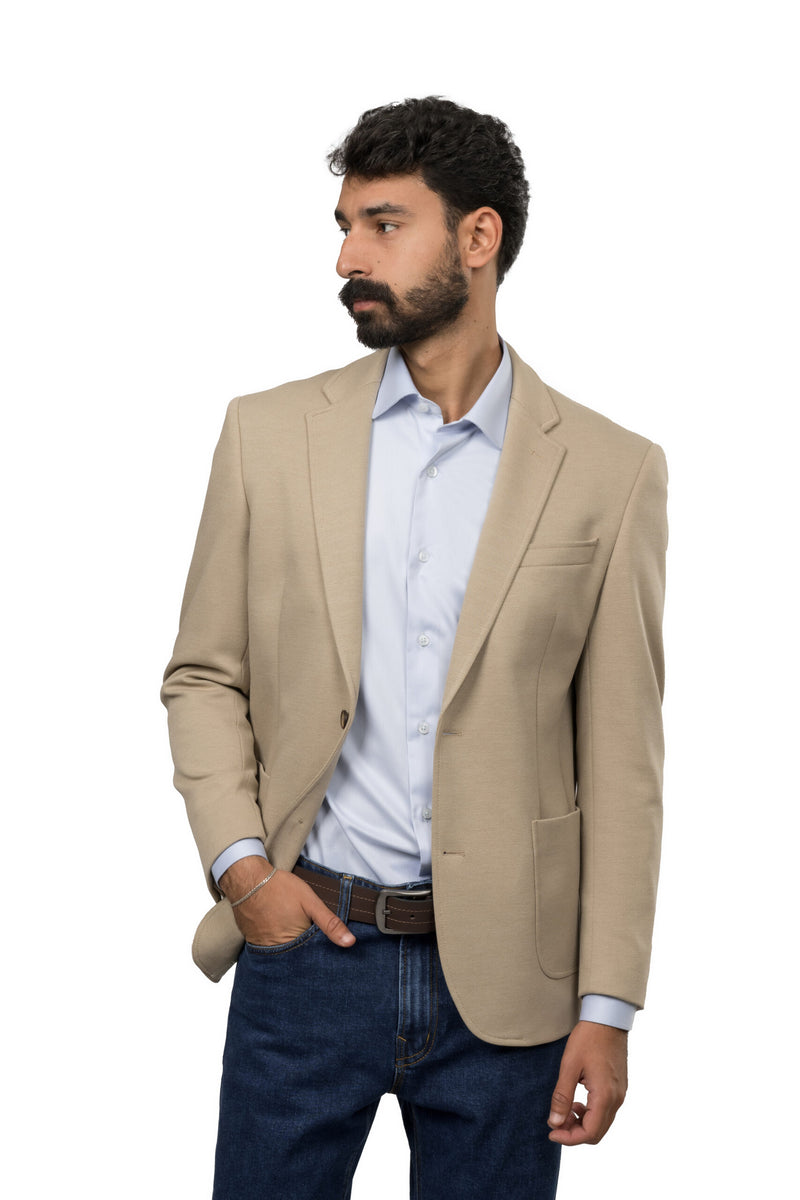 Twill Melton Blazer – Beige