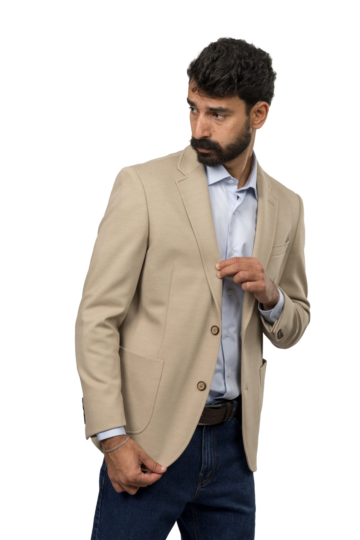 Twill Melton Blazer – Beige