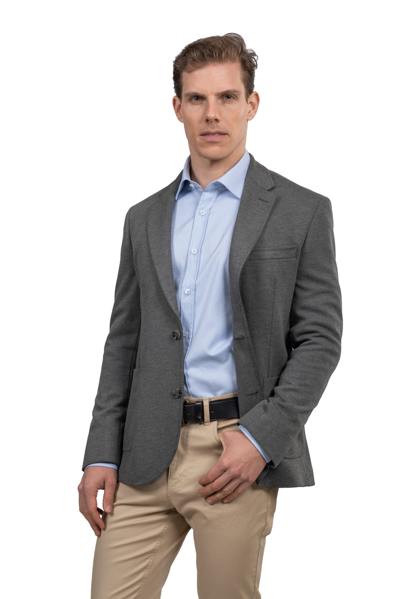 Twill Melton Blazer – Dark Grey