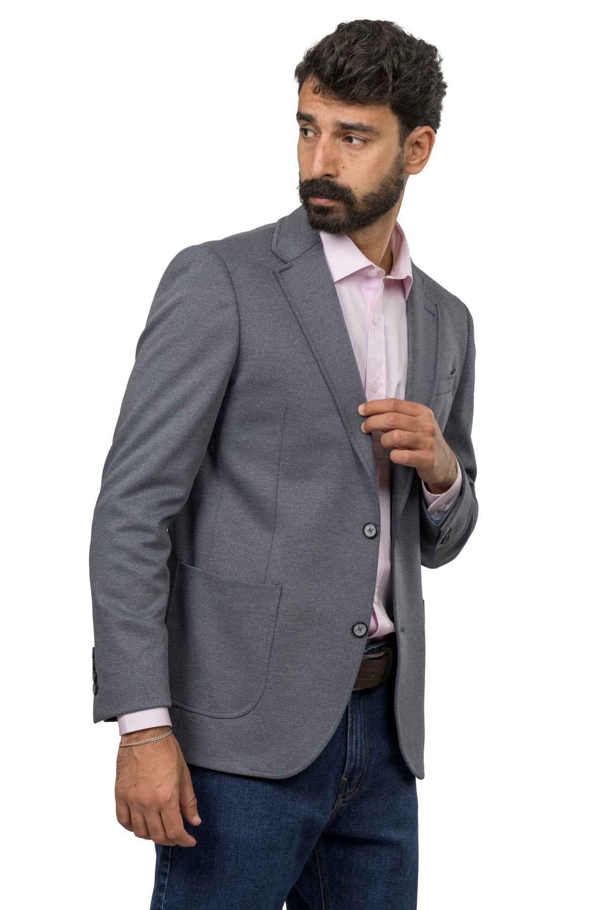 Twill Melton Blazer – Grey