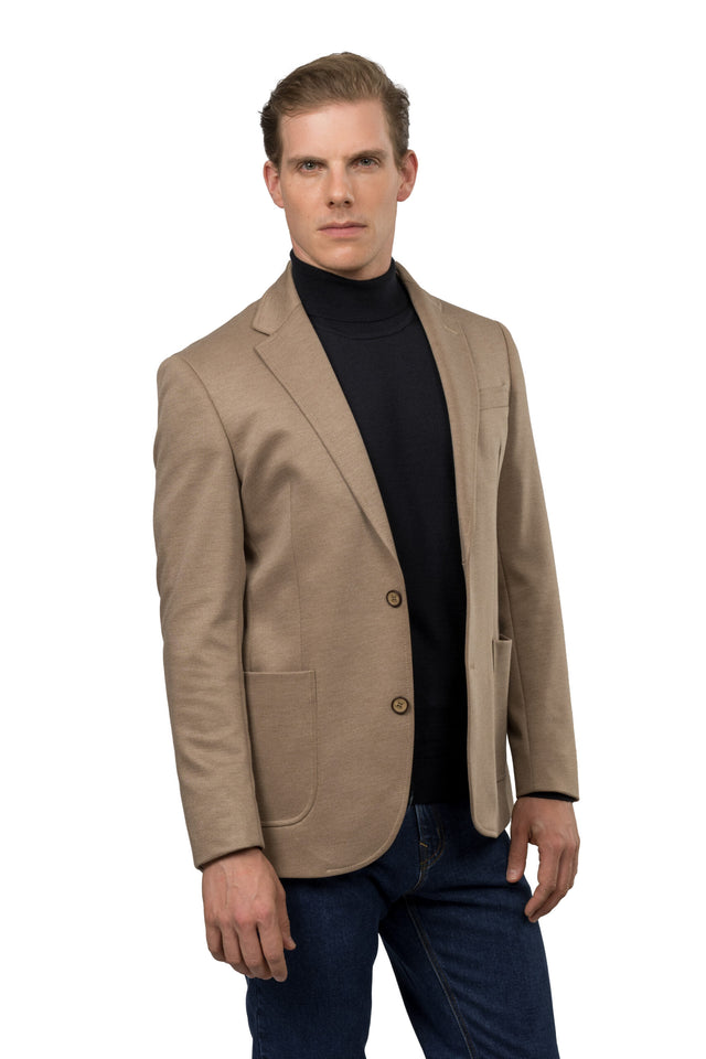 Twill Melton Blazer – Light Brown
