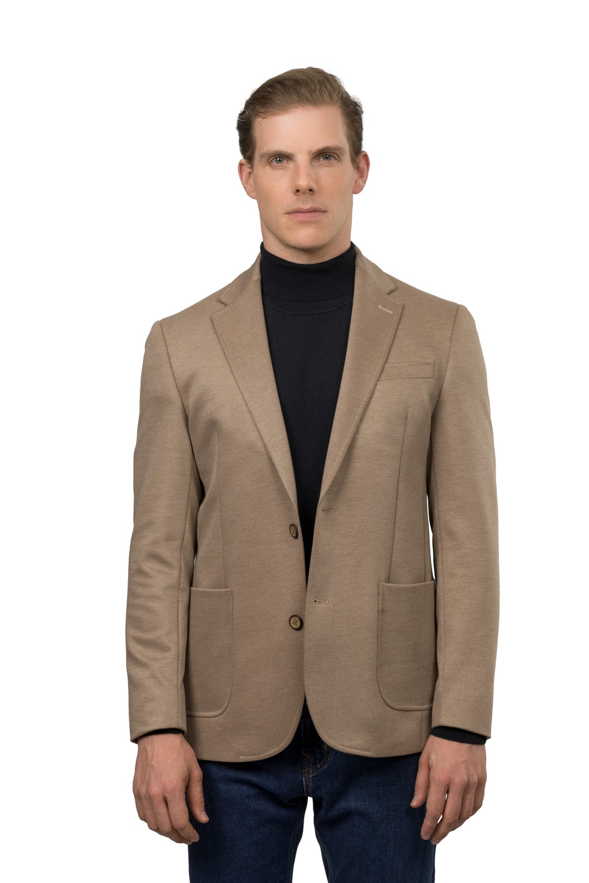 Twill Melton Blazer – Light Brown