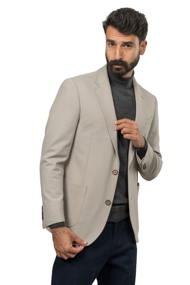 Twill Melton Blazer – Light Grey
