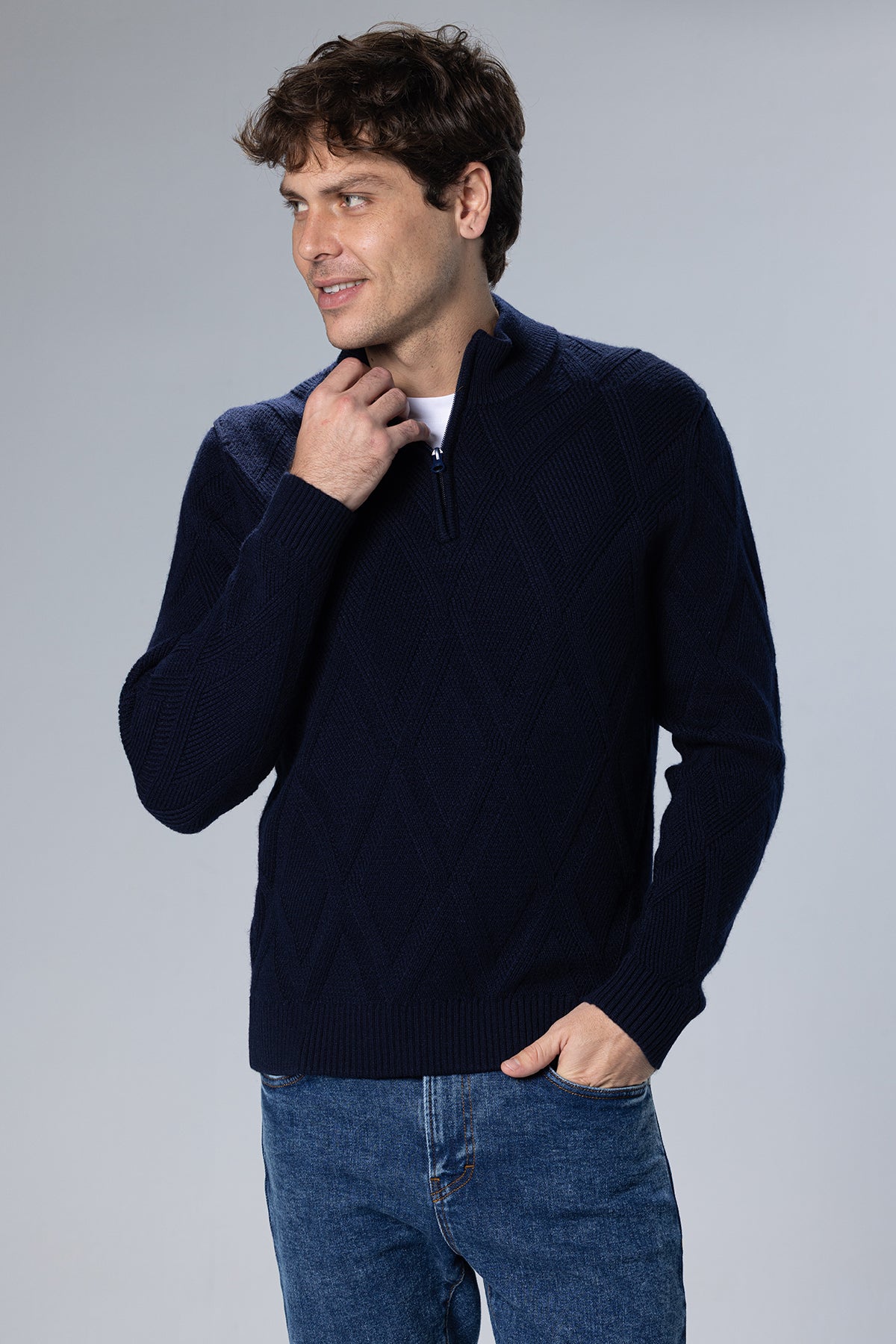 Signature Cellini Pullover – Navy – Navy – image 3
