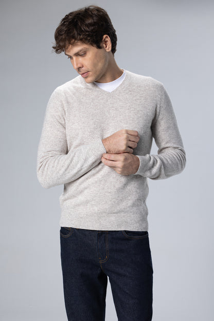 Lambswool-Blend V-Neck Pullover – Beige – Beige – image 2