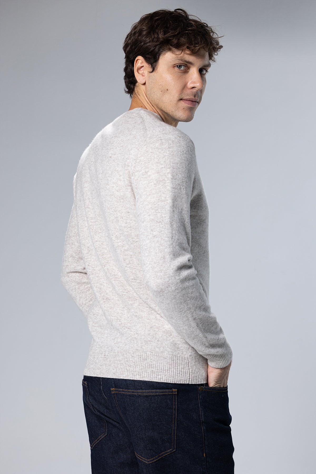 Lambswool-Blend V-Neck Pullover – Beige – Beige – image 3