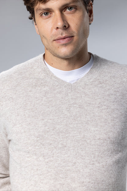 Lambswool-Blend V-Neck Pullover – Beige – Beige – image 4