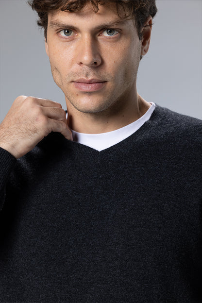 Lambswool-Blend V-Neck Pullover – Dark Grey – Dark Grey – image 7