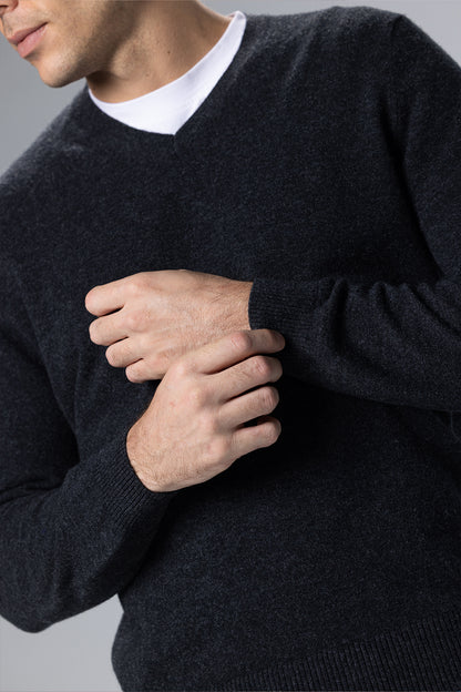 Lambswool-Blend V-Neck Pullover – Dark Grey – Dark Grey – image 9