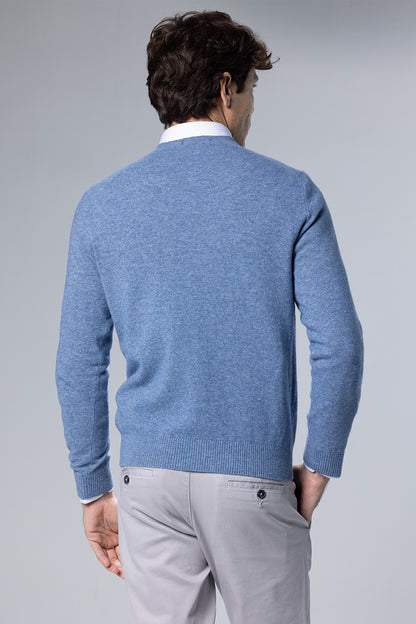 Lambswool-Blend V-Neck Pullover – Light Blue – Light Blue – image 2