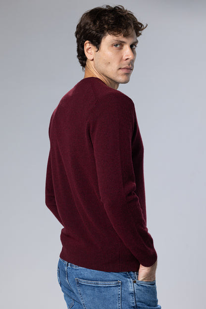Lambswool-Blend V-Neck Pullover – Burgundy – Burgundy – image 3