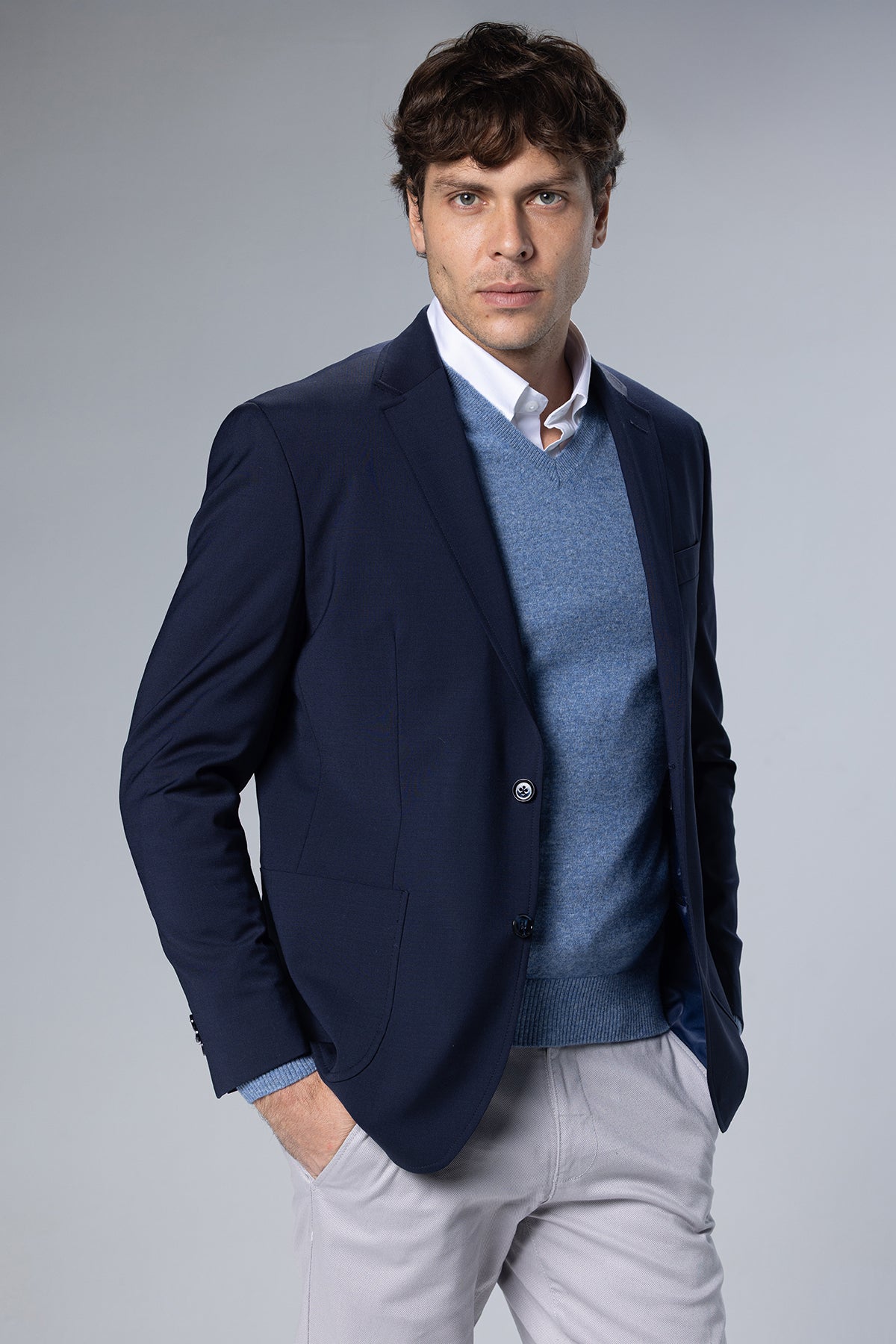 Wool-Blend Blazer – Navy – Navy – image 3