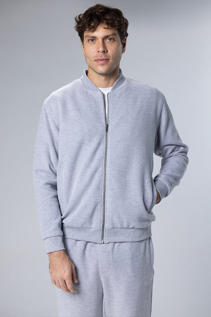 Full-Zip Cotton Sweatshirt Jacket – Light Grey – Light Grey – image 1