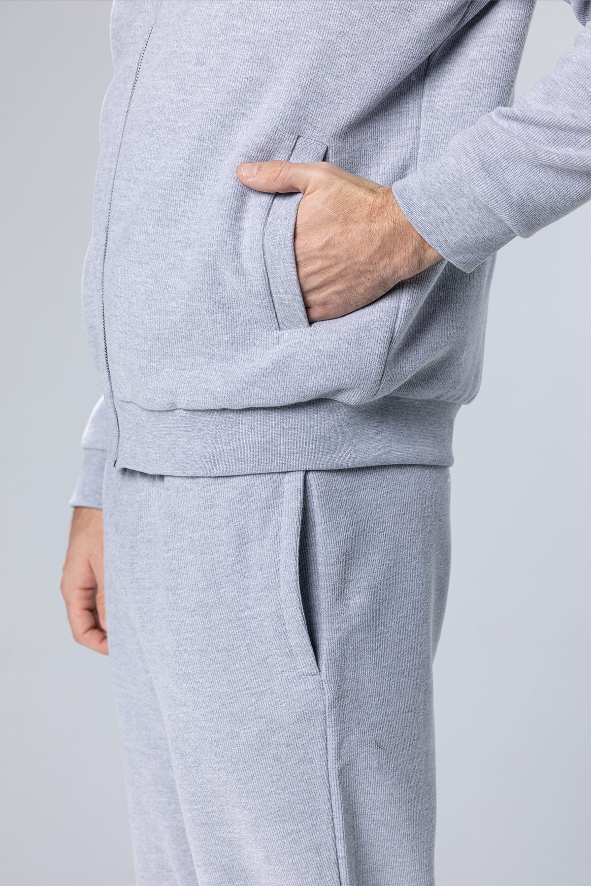Full-Zip Cotton Sweatshirt Jacket – Light Grey – Light Grey – image 2