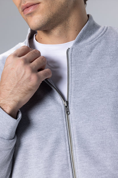 Full-Zip Cotton Sweatshirt Jacket – Light Grey – Light Grey – image 4