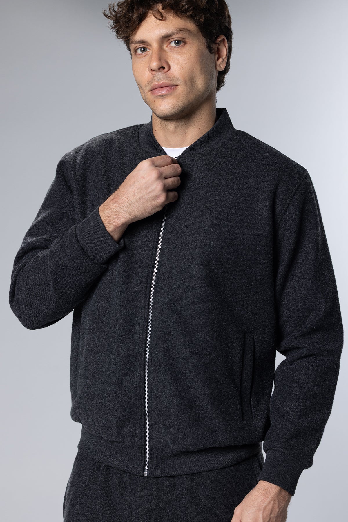 Full-Zip Cotton Sweatshirt Jacket – Grey – Grey – image 2