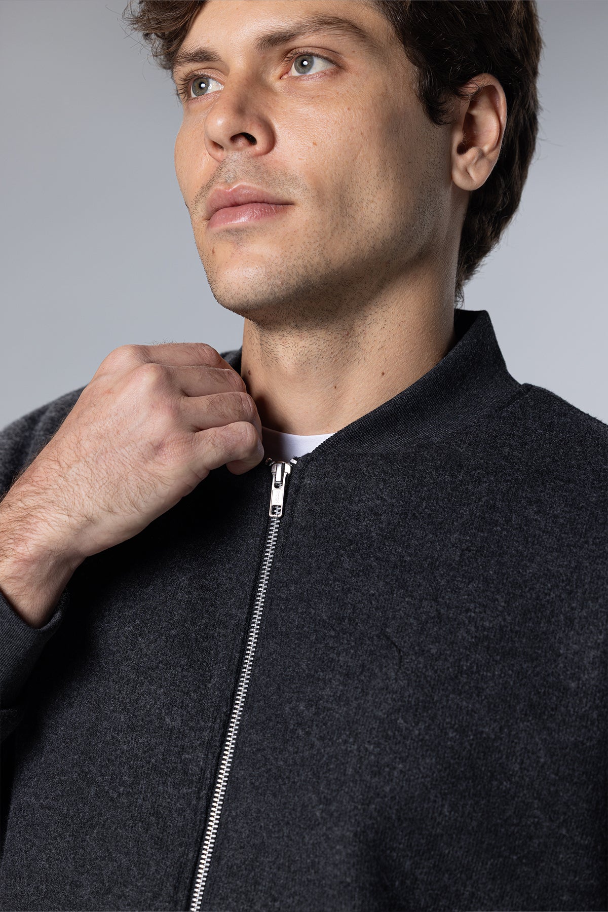 Full-Zip Cotton Sweatshirt Jacket – Grey – Grey – image 3
