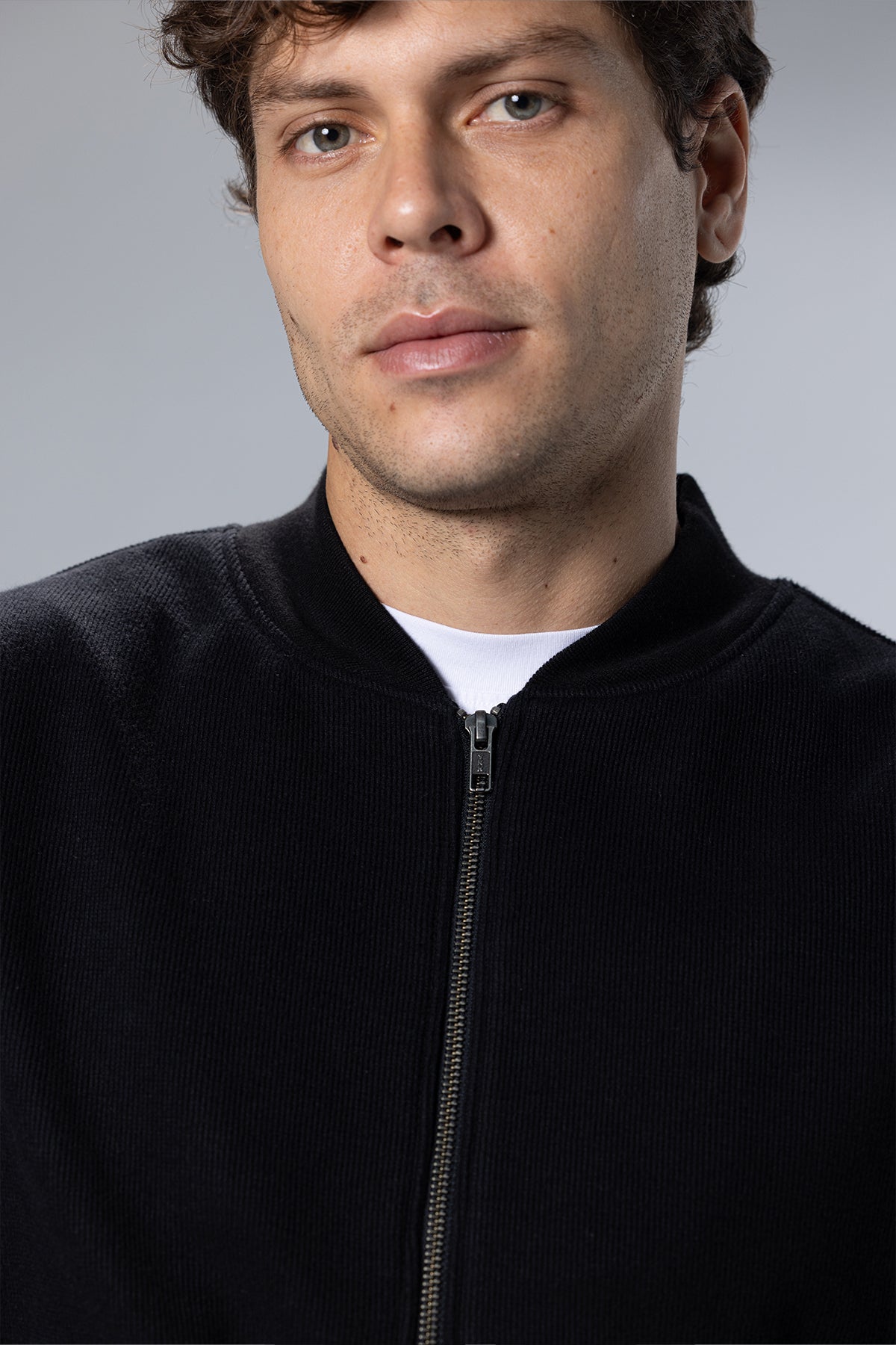 Full-Zip Cotton Sweatshirt Jacket – Black – Black – image 2