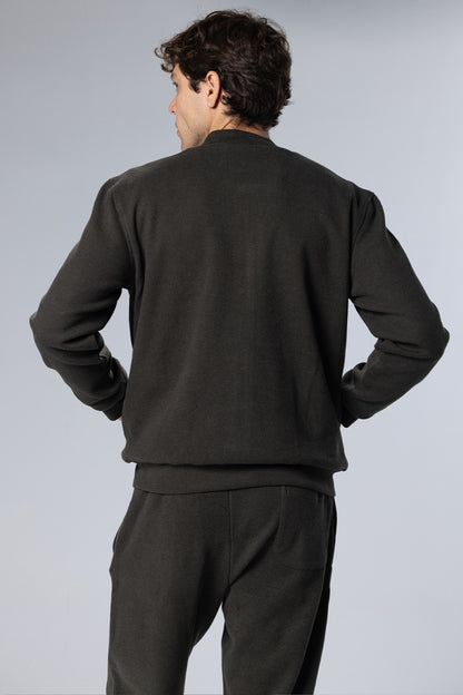 Full-Zip Cotton Sweatshirt Jacket – Black – Black – image 5