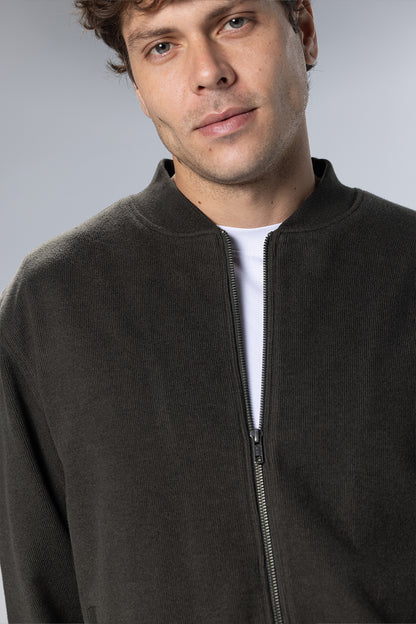 Full-Zip Cotton Sweatshirt Jacket – Dark Green – Dark Green – image 3