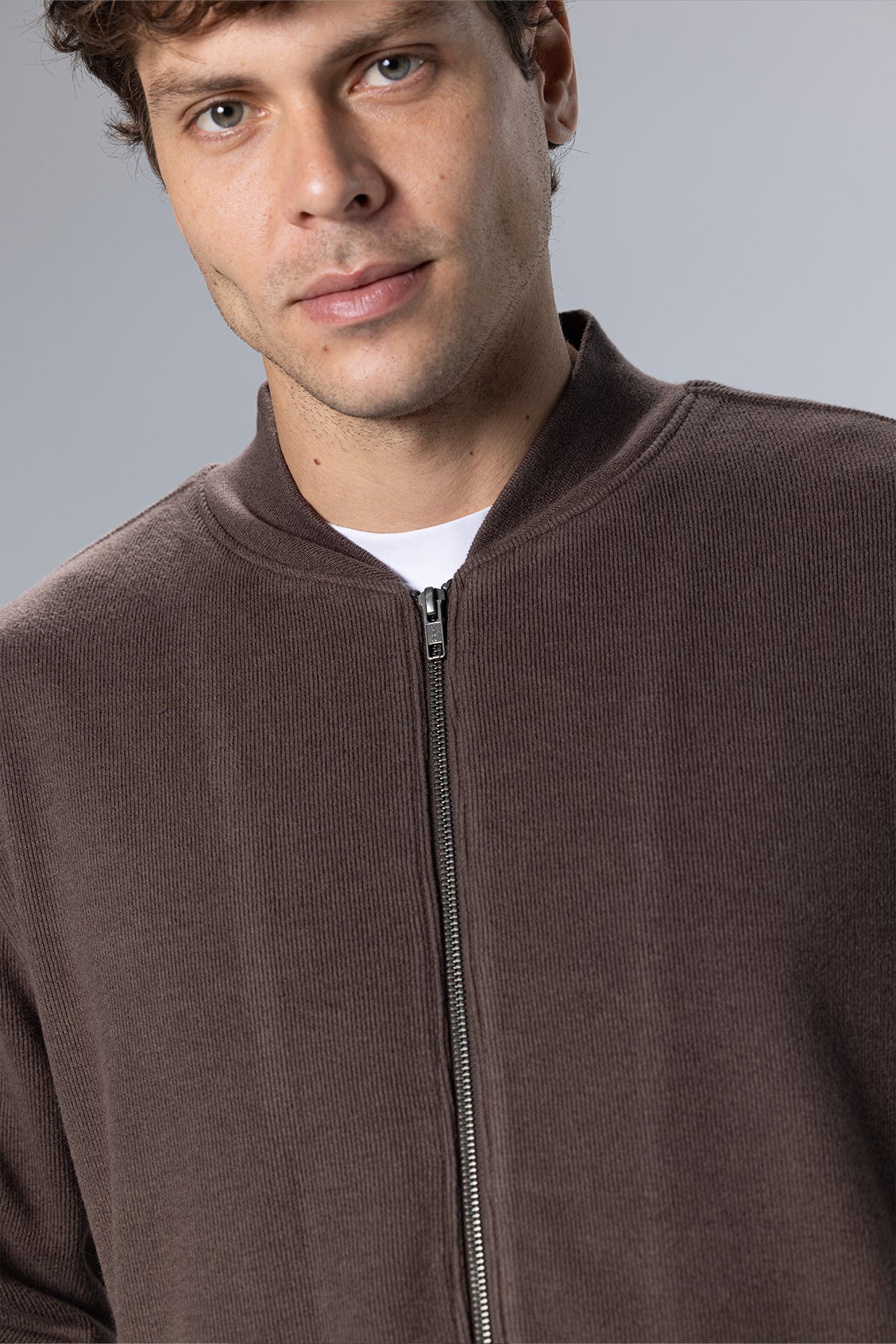 Full-Zip Cotton Sweatshirt Jacket – Brown – Brown – image 2