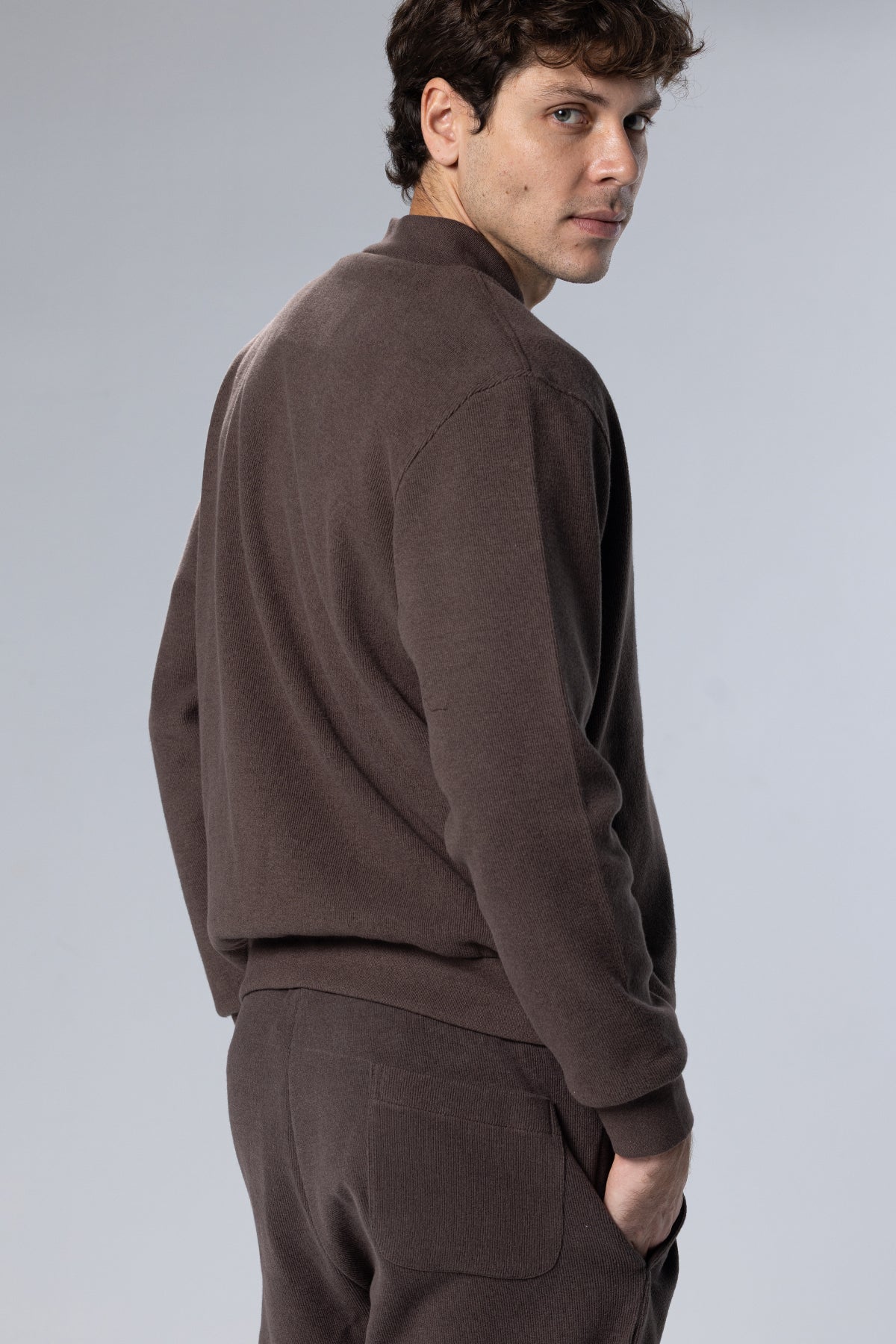 Full-Zip Cotton Sweatshirt Jacket – Brown – Brown – image 3